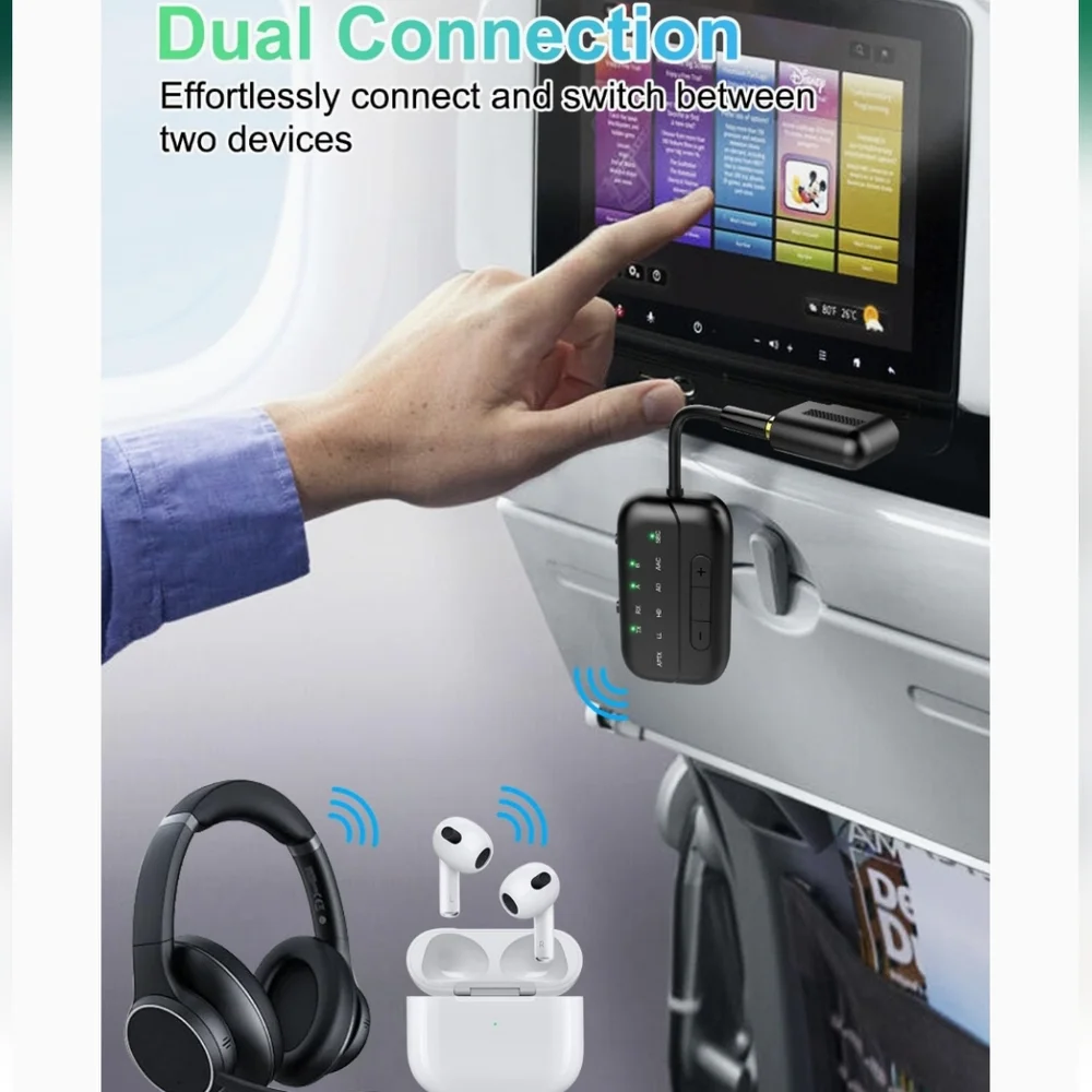 Pro Bluetooth Transmitter Receiver,2-in-1 Airplane Bluetooth 5.4 Adapter